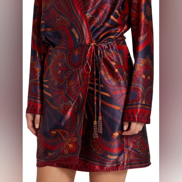 Nwt Farm Rio Macaw Arabesque Plunging V-Neck Wrap Mini Dress - Picture 5 of 14